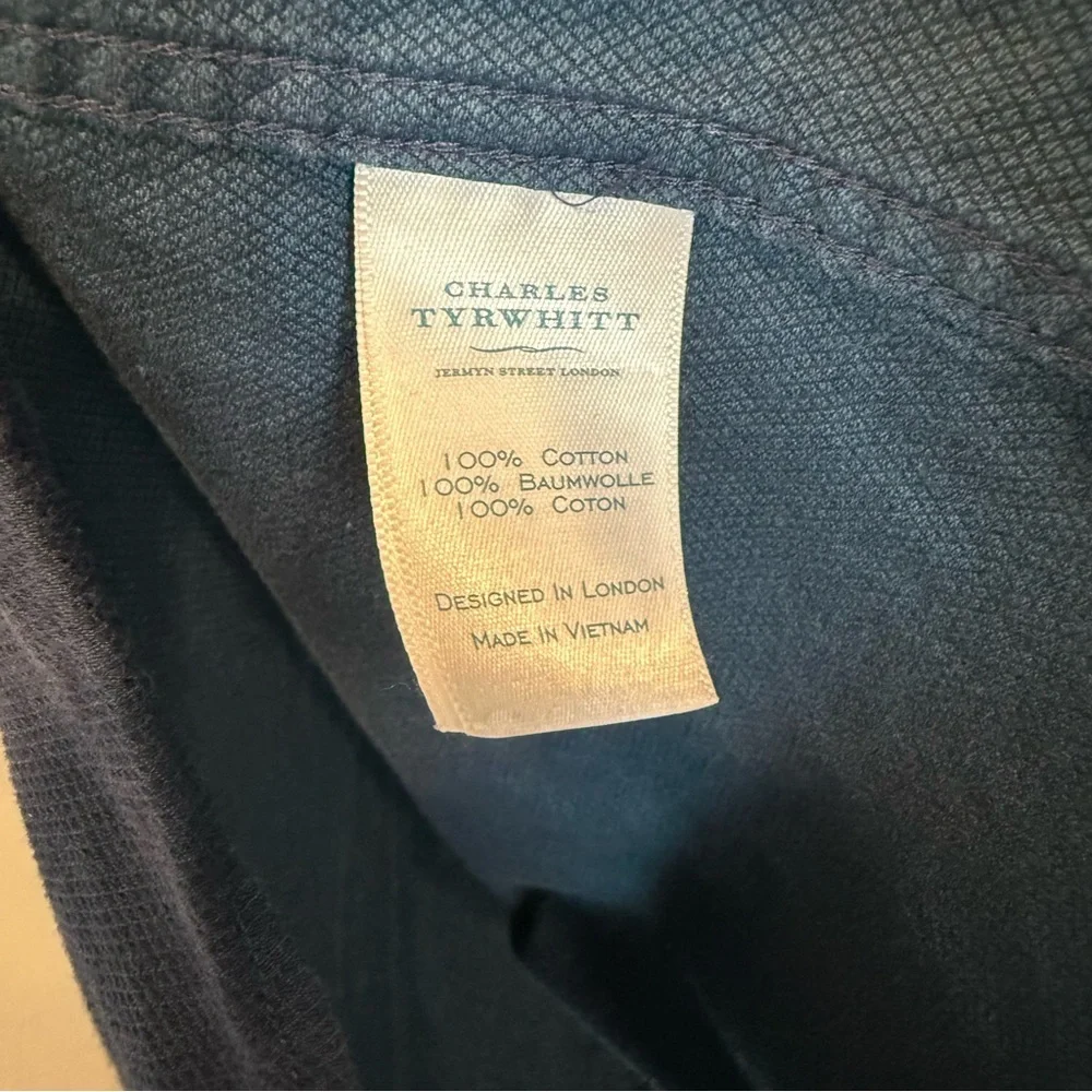 Charles Tyrwhitt Classic Fit Dress Shirt Men’s 16 Blue 100% Cotton Button Down